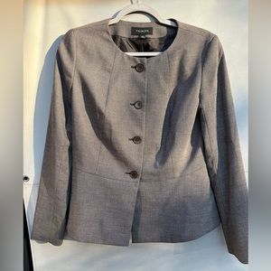 NWT Women’s Talbots Brown & White Marled Knit Peplum Blazer